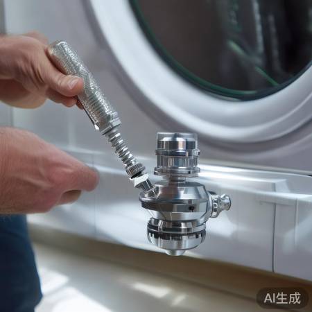 “洗衣机后盖,安装进水阀拧紧”